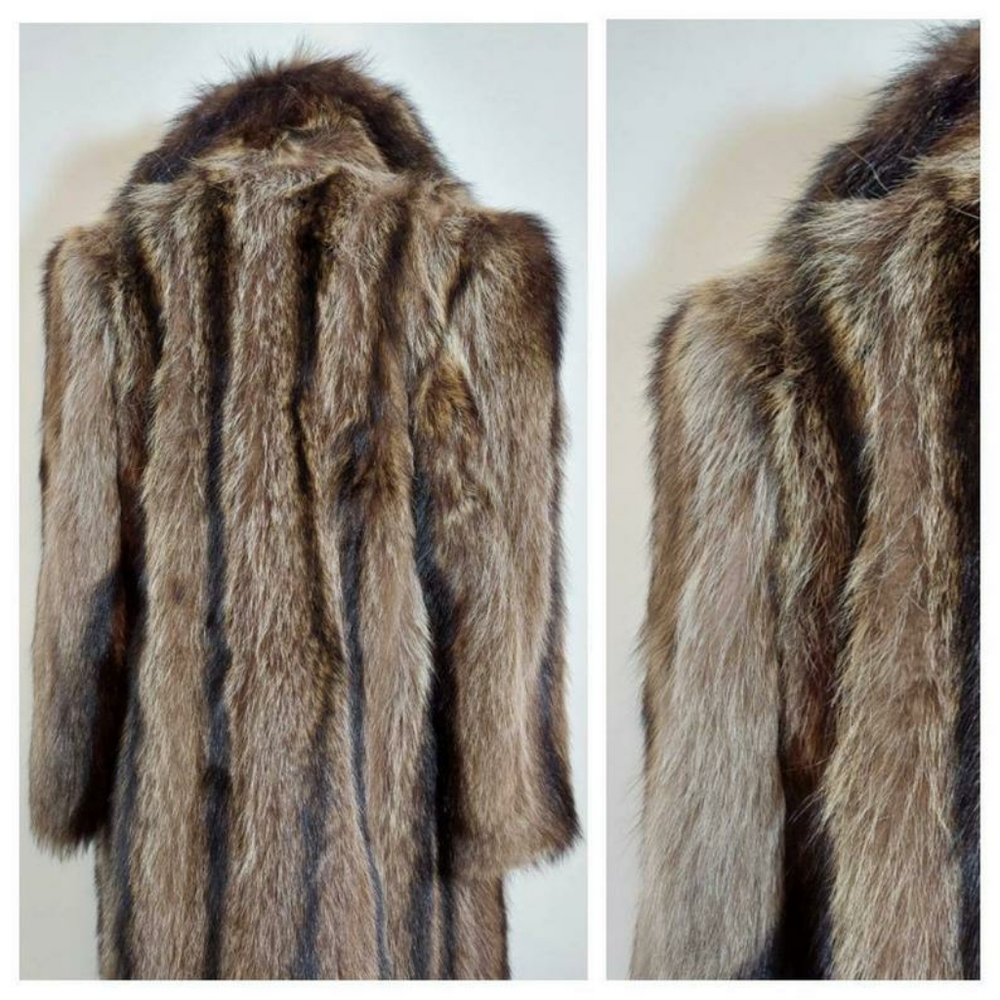 LAST CALL🌺 Luxury vtg full length fur racoon striped coat - Picture 10 of 10